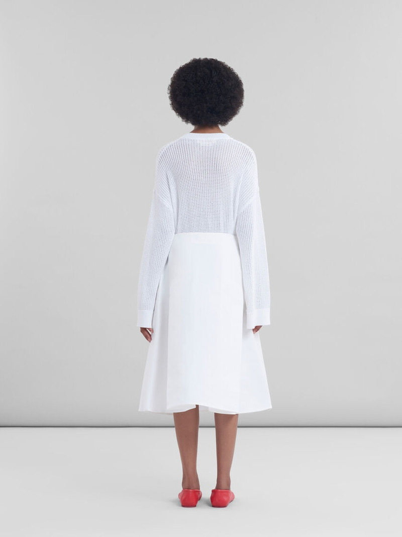 WHITE CADY MIDI SKIRT WITH MAXI PLEATS 3