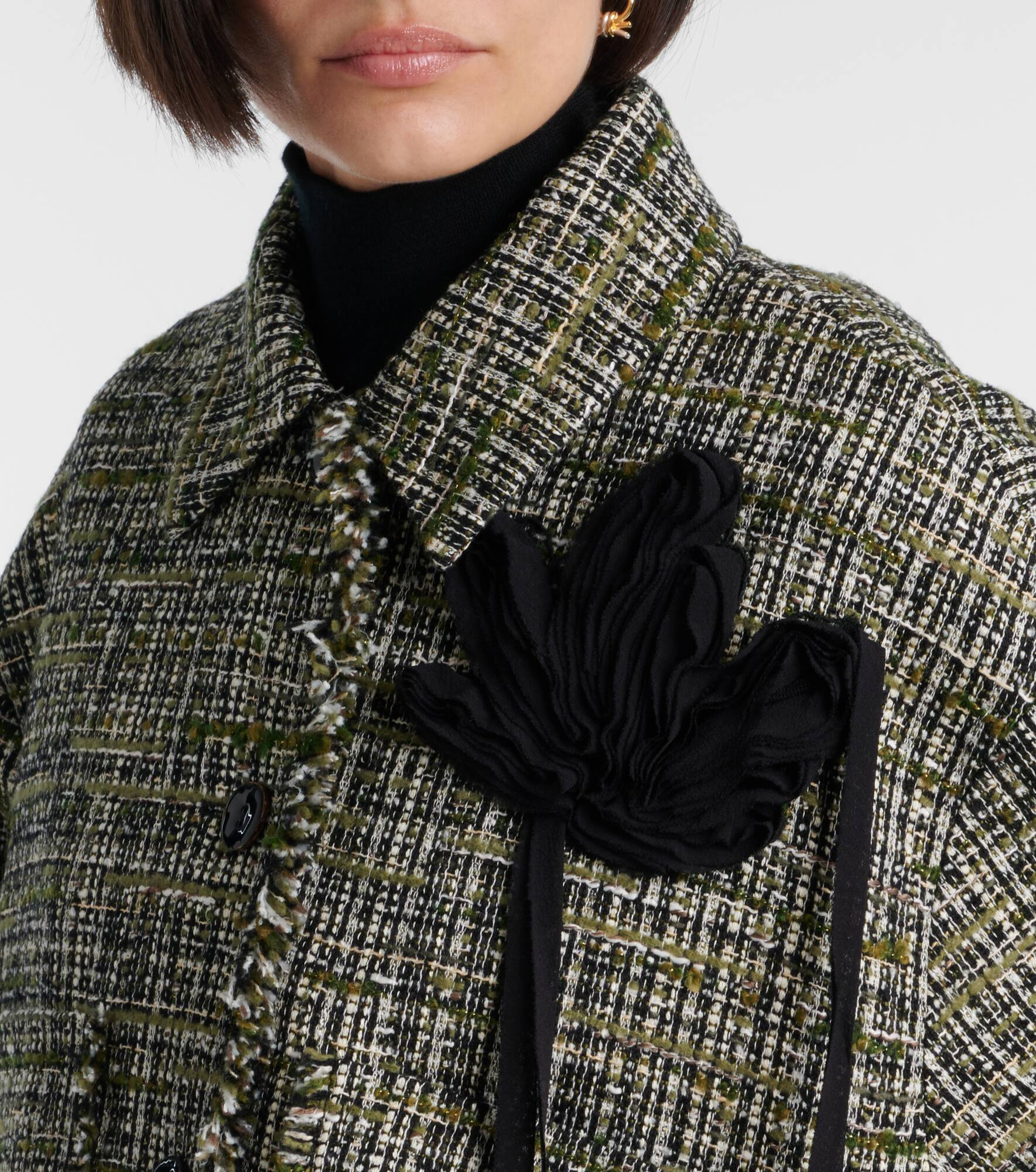Floral-appliqué tweed jacket - 4