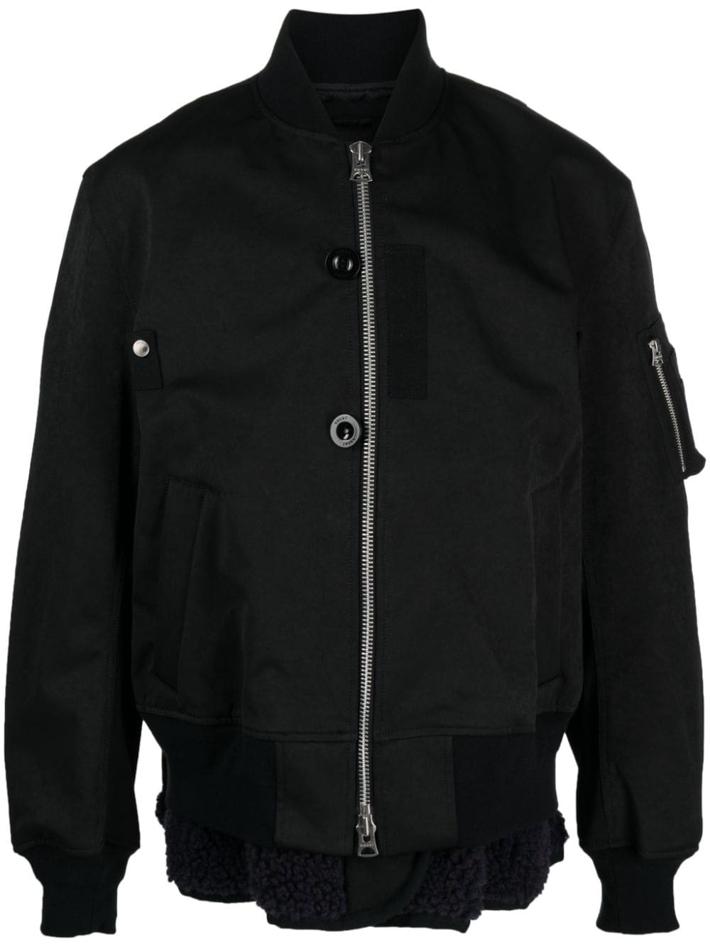 layered band-collar bomber jacket - 1