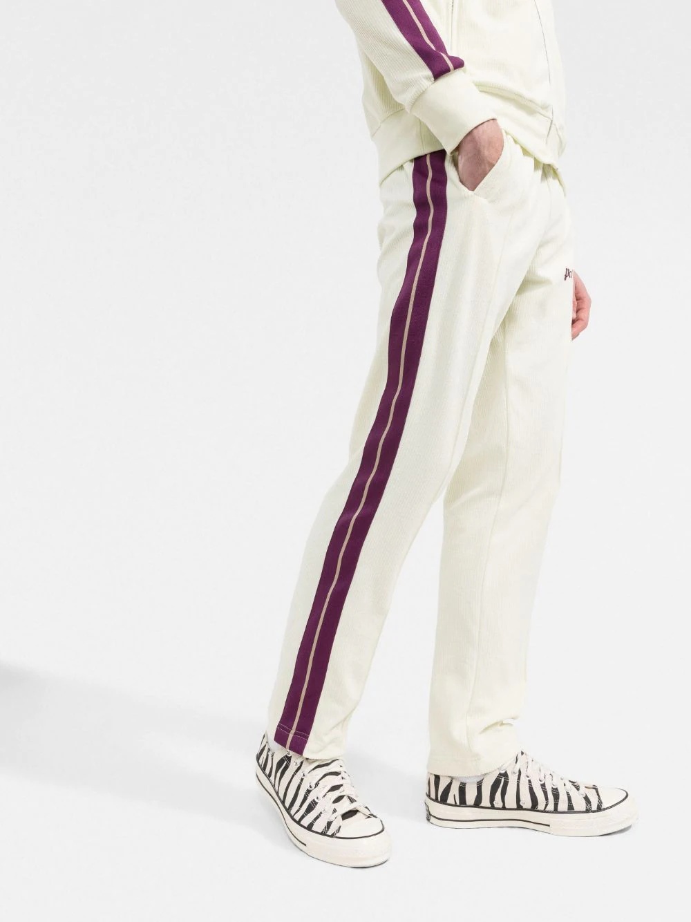 side-stripe corduroy track pants - 5