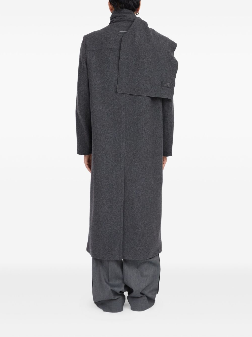 scarf-detail longline coat - 6