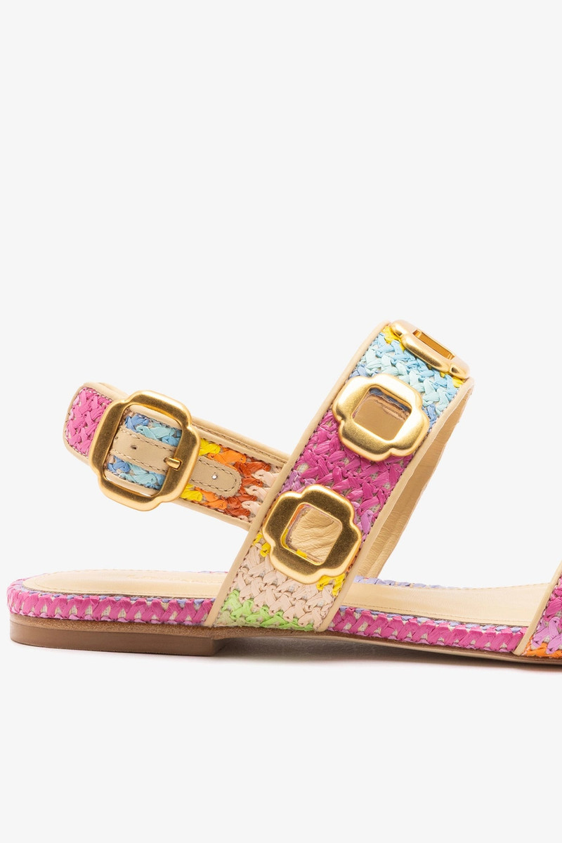 Milan Flat Sandal Rainbow Raffia 4