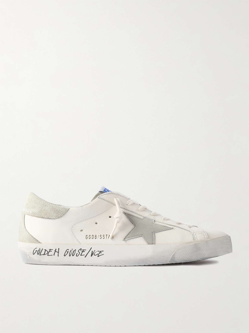 Super-Star Distressed Printed Suede-Trimmed Leather Sneakers - 1