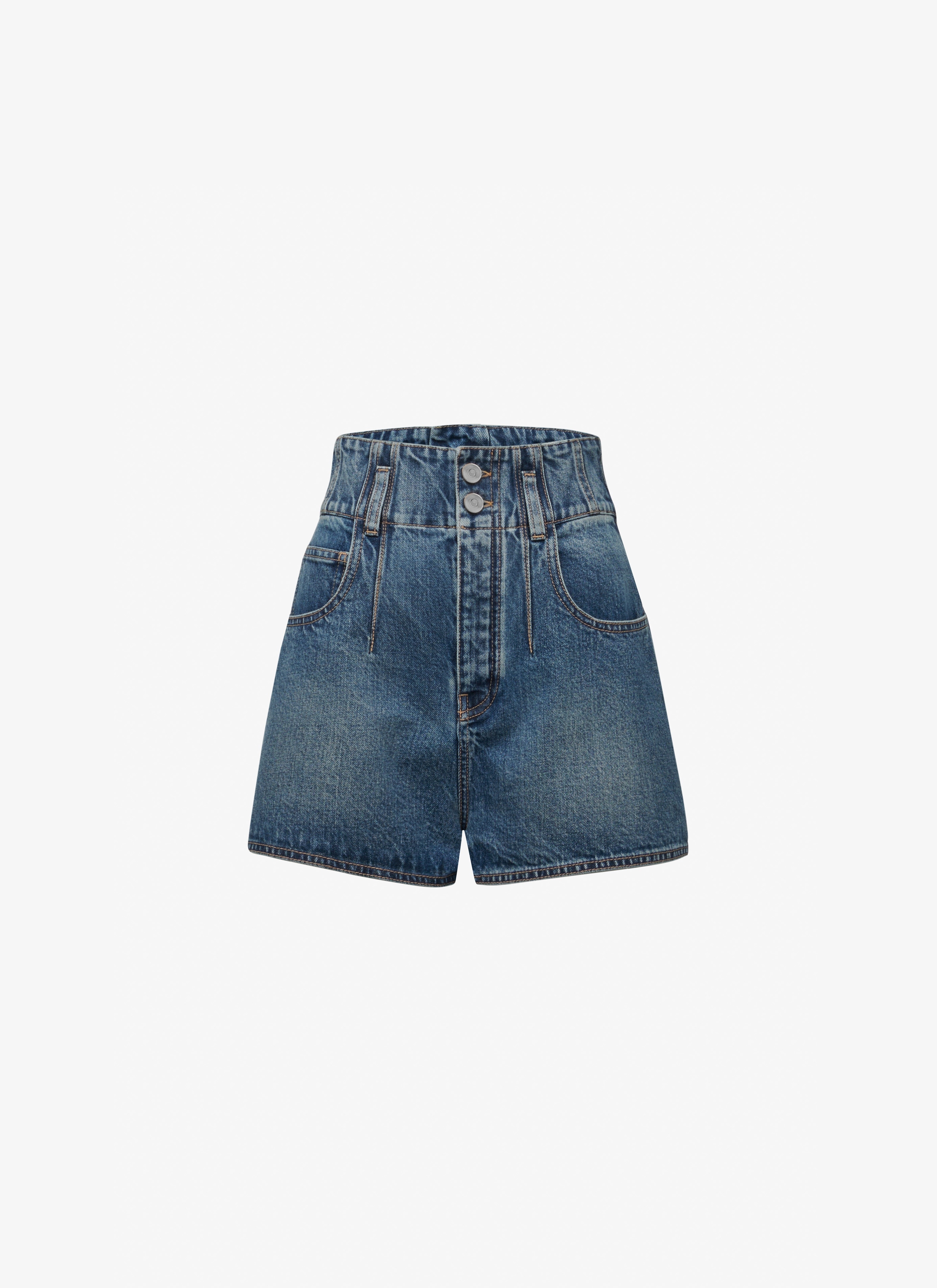 HIGH-WAIST DENIM SHORTS - 1