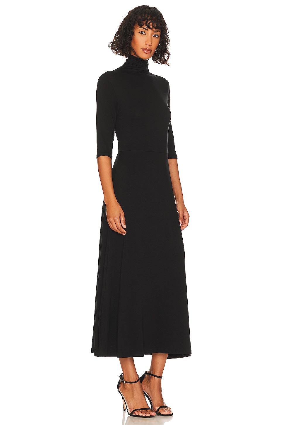 Elbow Sleeve Turtleneck Dress - 2