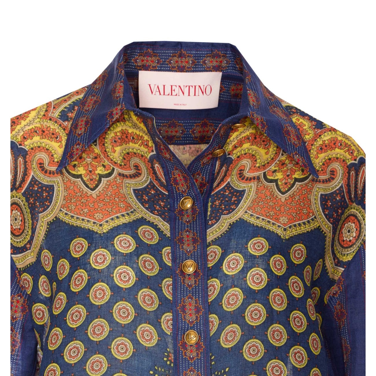 Valentino Garavani Women Paisley Linen Shirt With Medaglioni Voyage Imaginaire Pattern - 4
