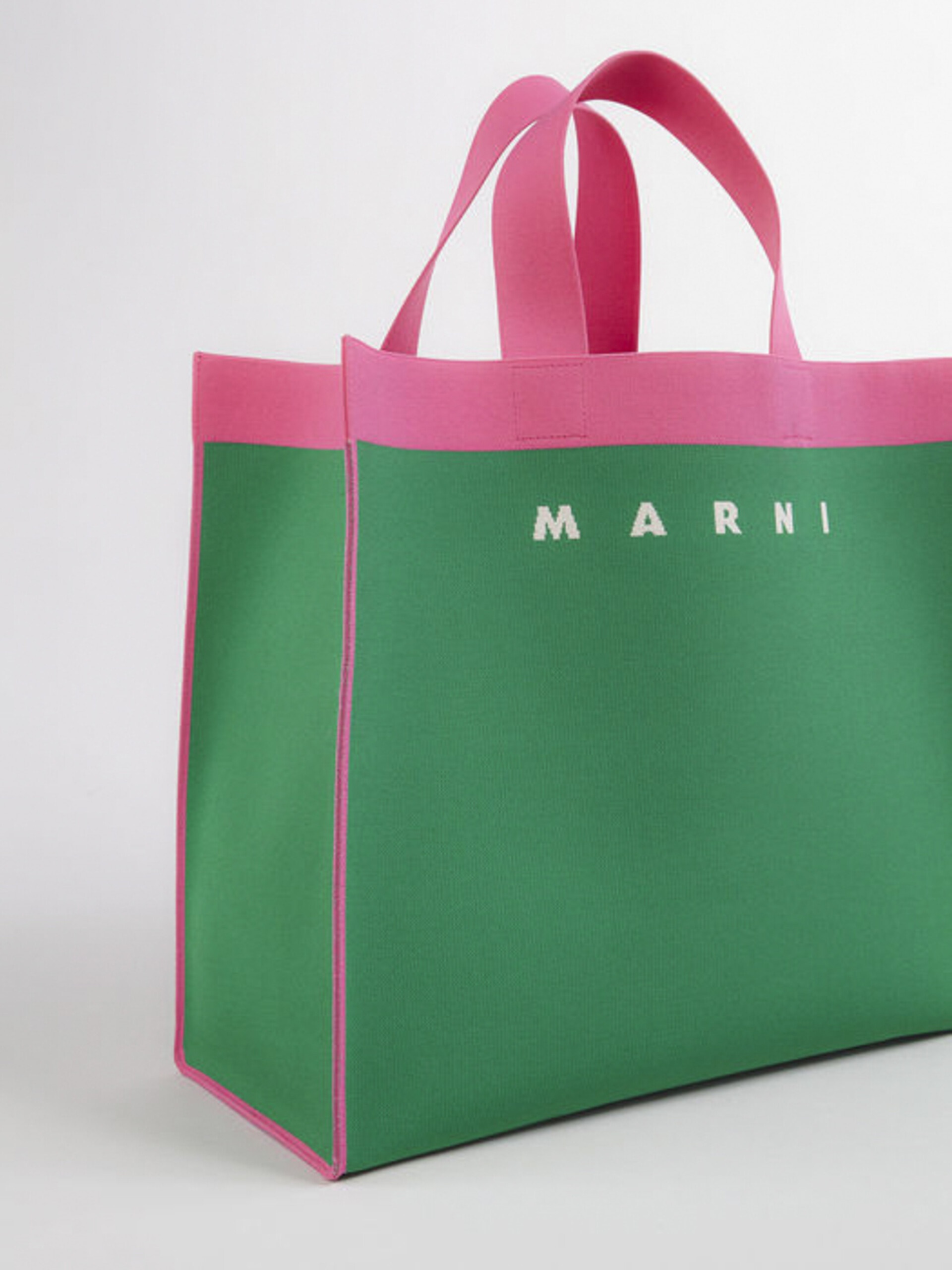 GREEN AND FUCHSIA JACQUARD SHOPPING BAG - 5