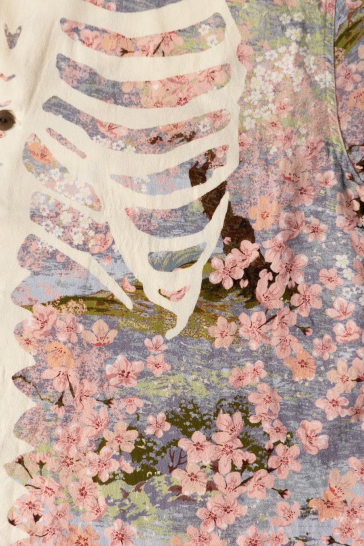 Rayon SAKURA-BONE Aloha Shirt - Sax - 3