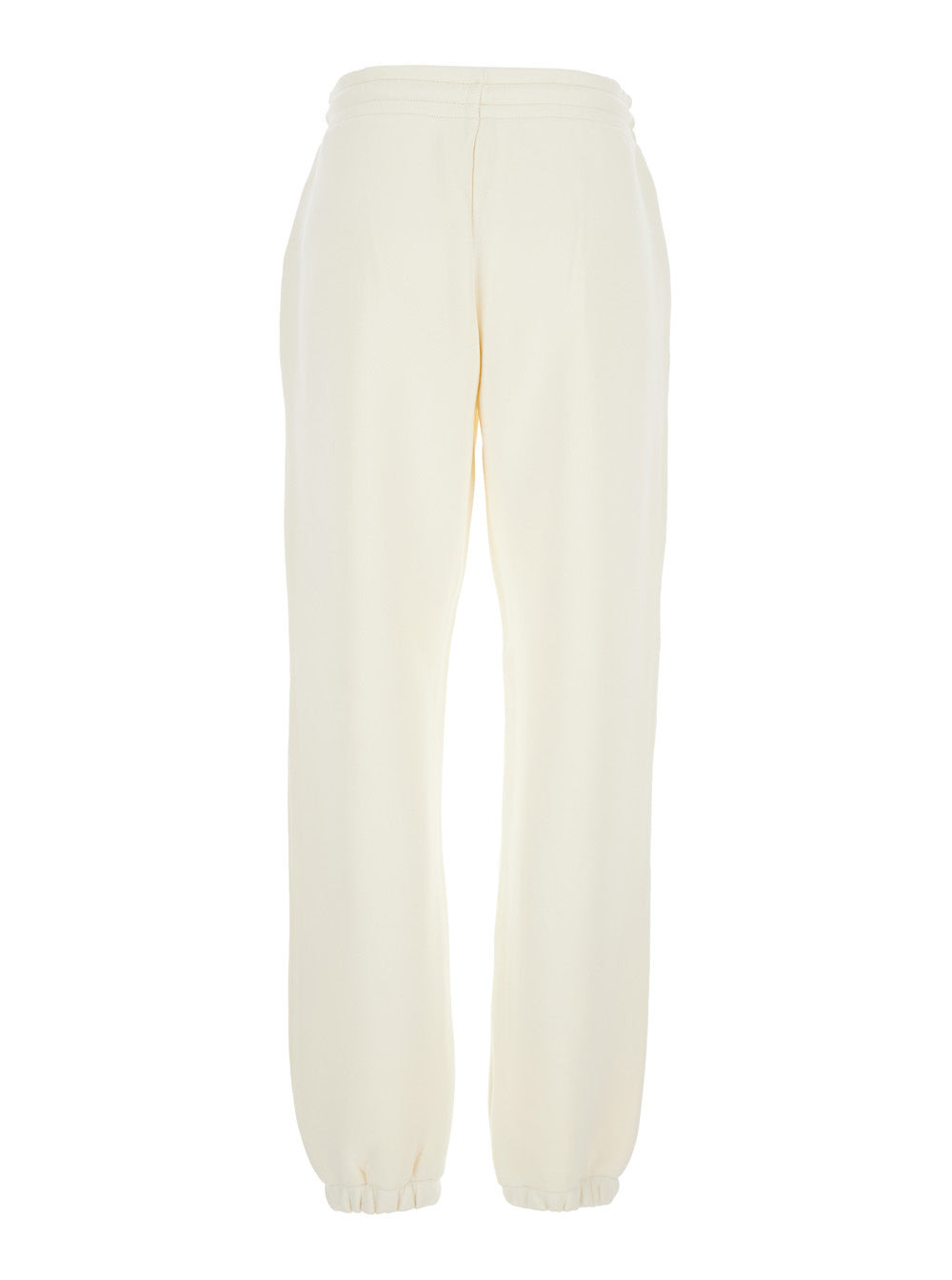 Moncler Women White Pants With Elastic Drawstring Waist And Logo Patch On The Side In Cotton Blend W - 2