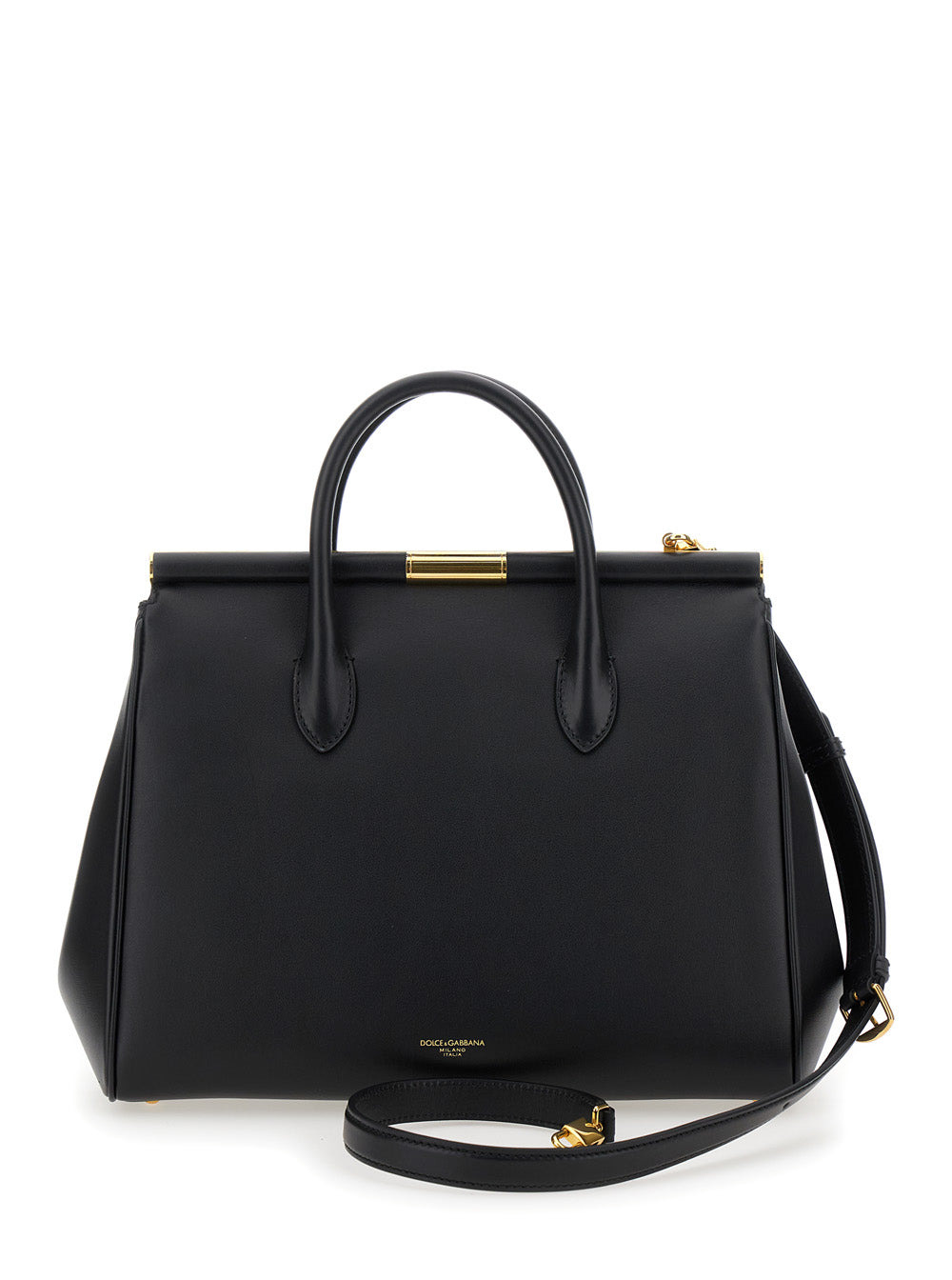 Dolce & Gabbana Women 'Marlene' Black Handbag With Padlock Detail And Logo Embossed On The Back In L - 4