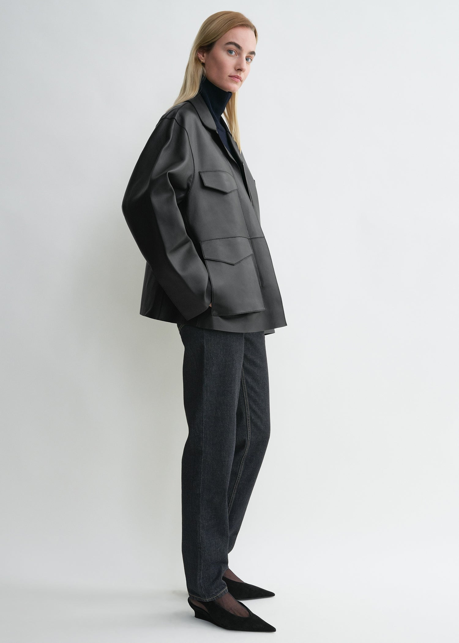 Army leather jacket black - 3