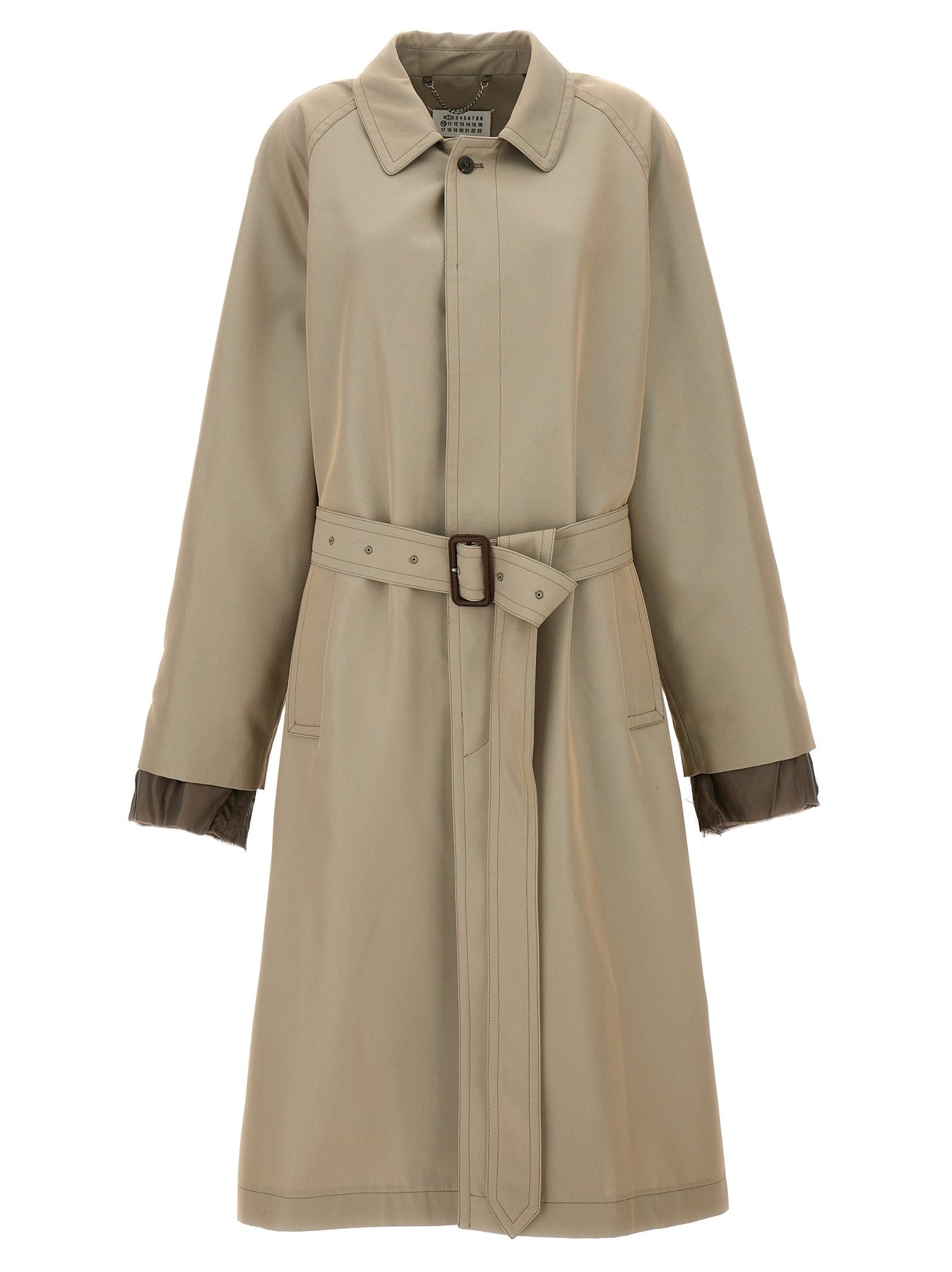 Long Single-Breasted Trench Coat Coats, Trench Coats Beige - 1