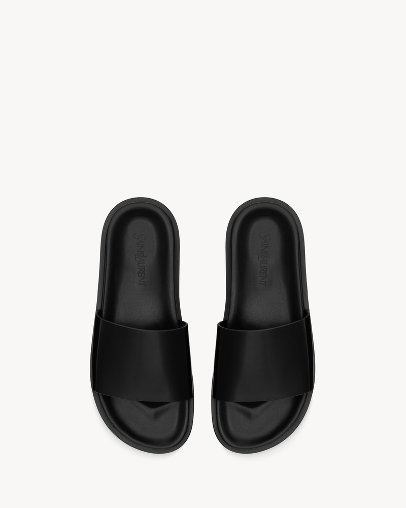 SAINT LAURENT NICHOLS SLIDES IN GLAZED LEATHER outlook