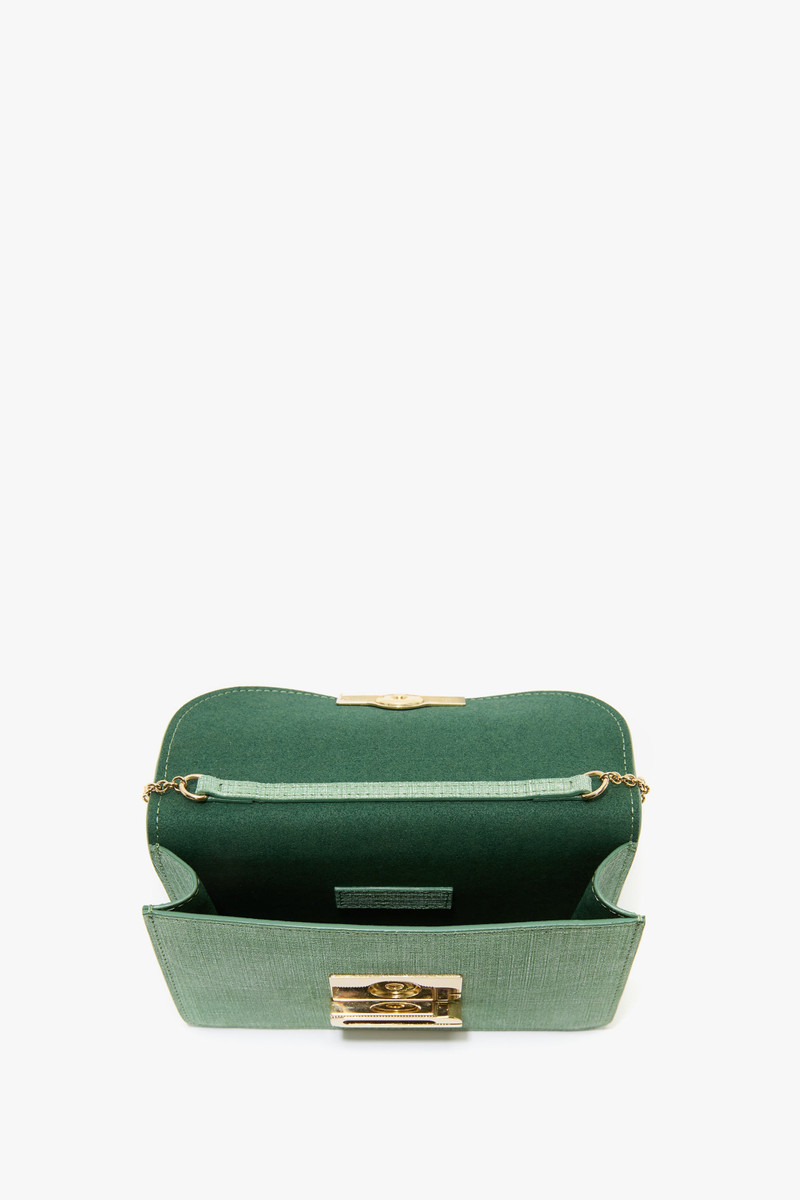 Nano Dorian Bag With Chain In Light Green Chambray Effect Suede 6