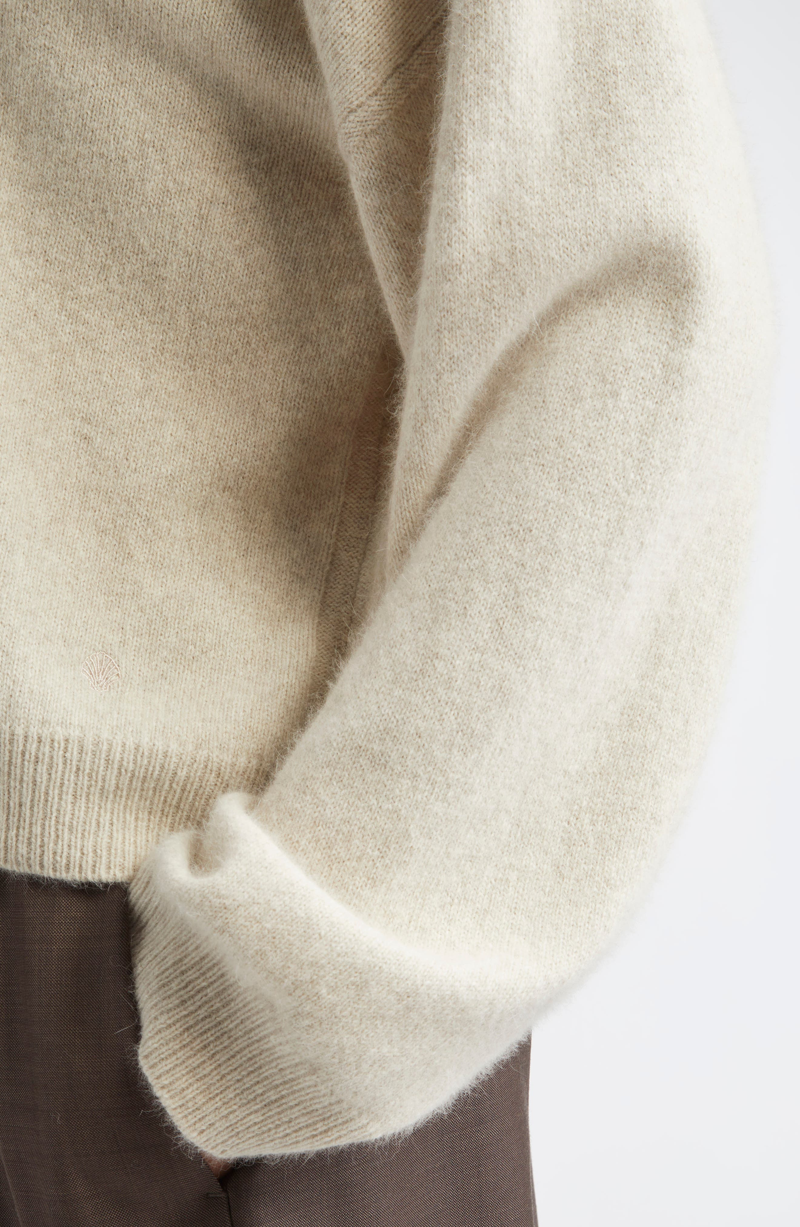 LOULOU DE SAISON Tristan Loose Fit Mercerized Wool & Yak Hair Blend Sweater in Stone Melange at Nord - 4