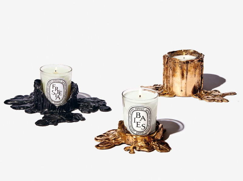 Medium gold bronze candle holder - For classic candles 4