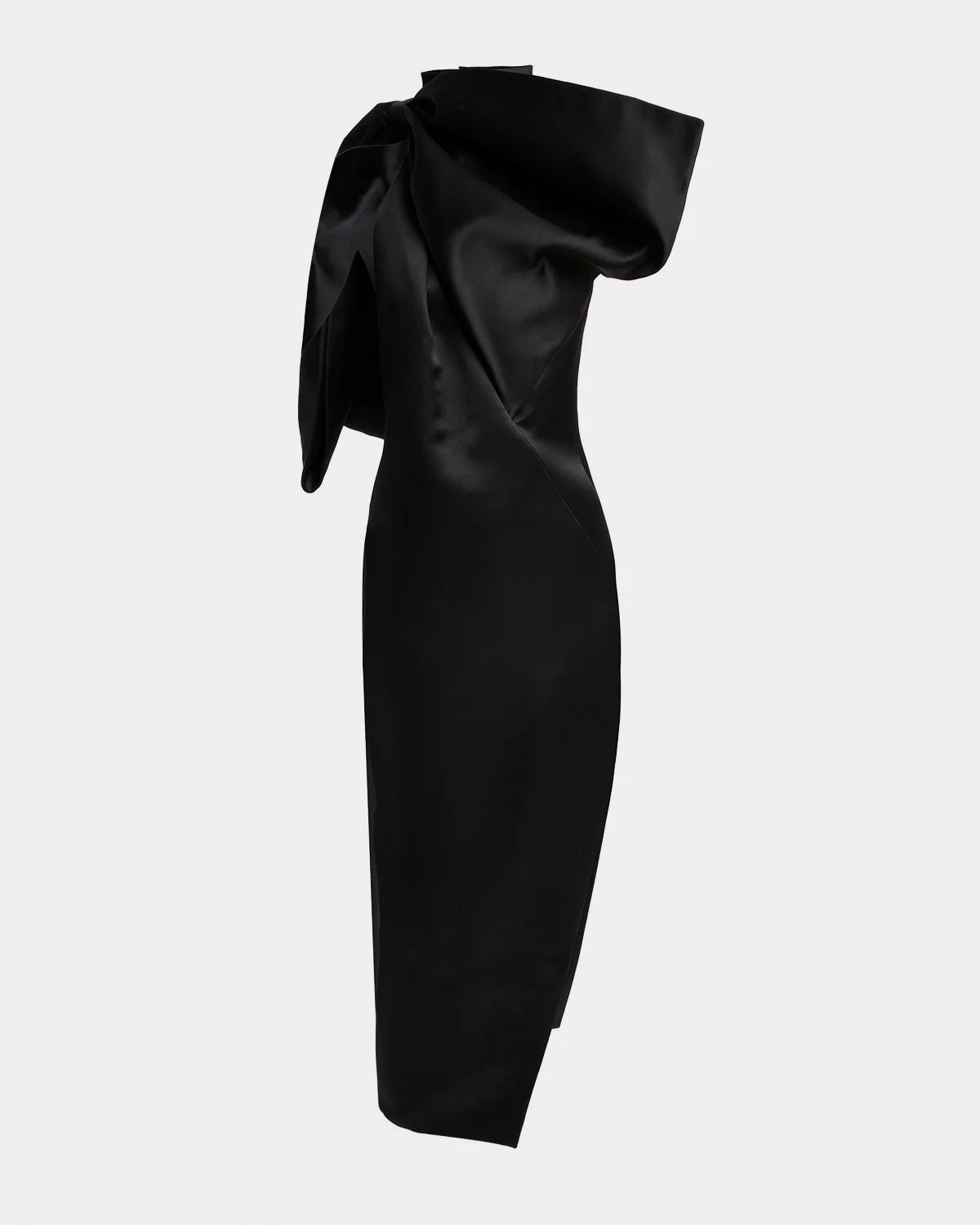 Big Bow Satin Backless Halter Midi Dress - 1