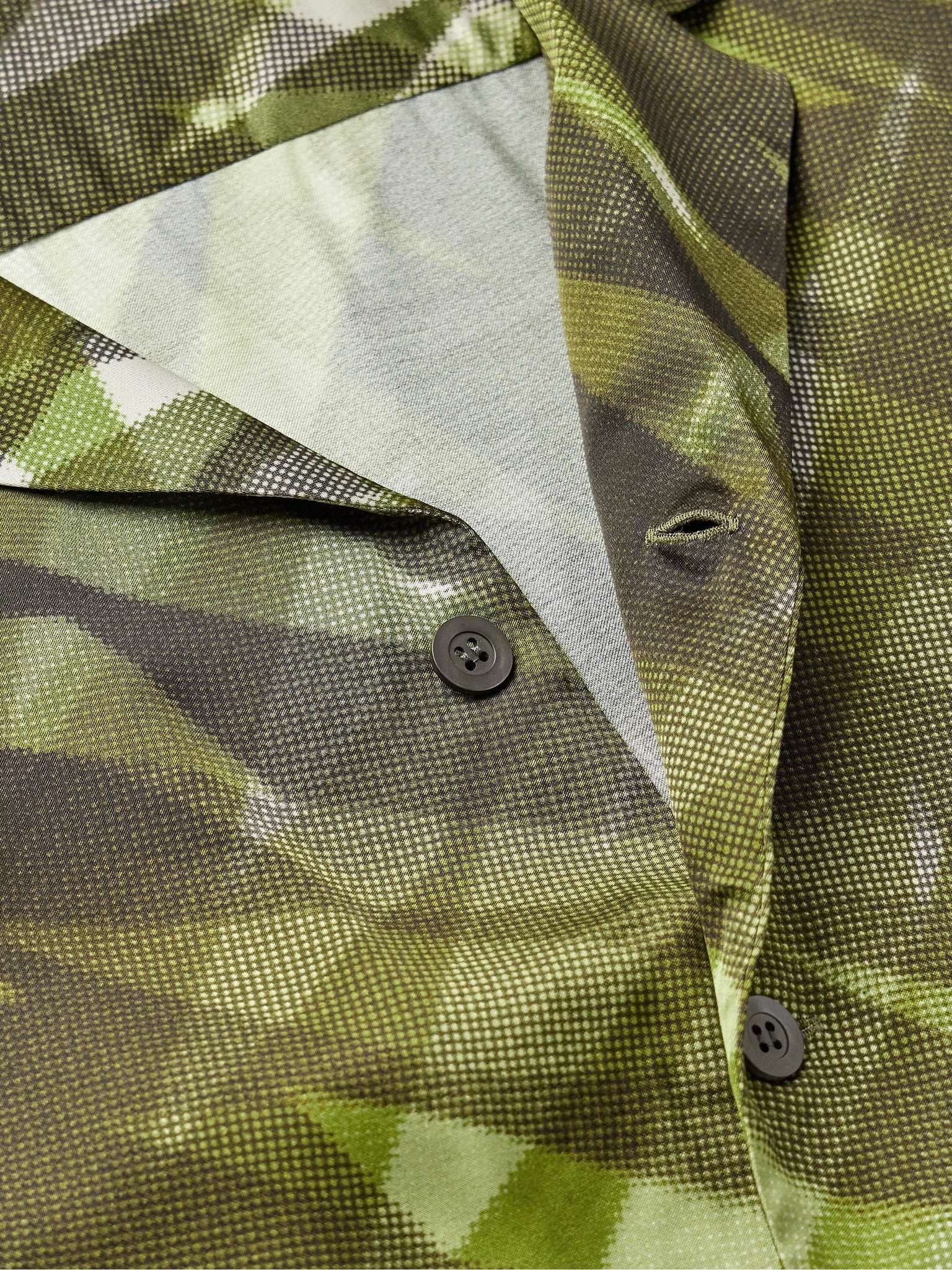 Camp-Collar Printed Satin Shirt - 4