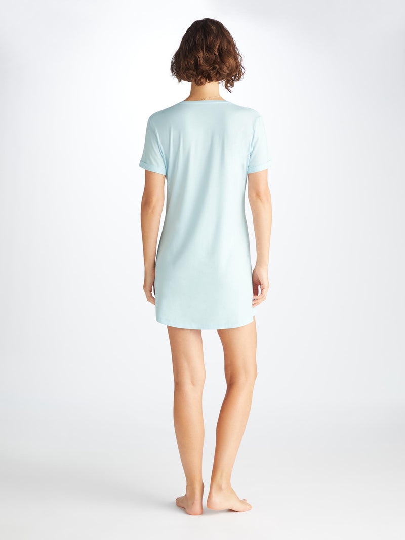 Women's V-Neck Sleep T-Shirt Lara Micro Modal Stretch Ice Blue - 4