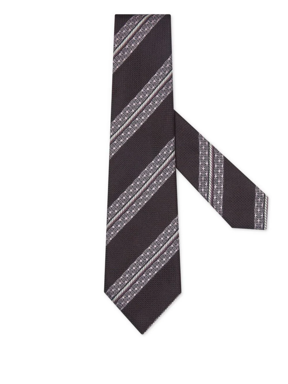 striped-patterned silk tie - 1