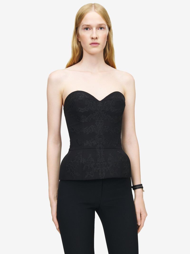 Alexander McQueen Lace Ribcage Embroidery Corset Top outlook
