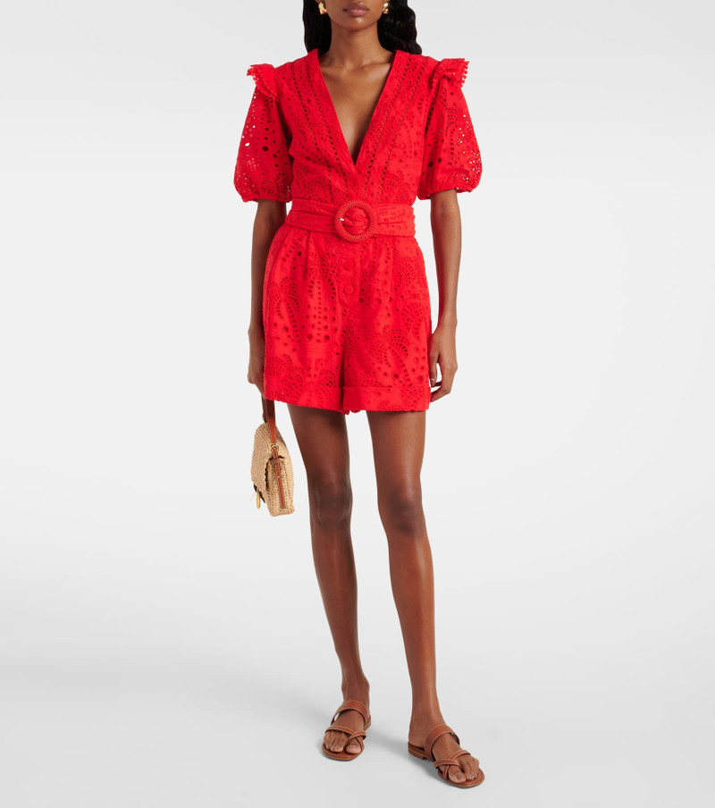 FARM RIO Broderie anglaise cotton romper outlook