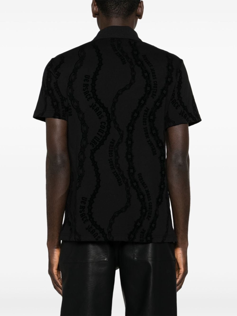 flocked-print jersey polo shirt - 4