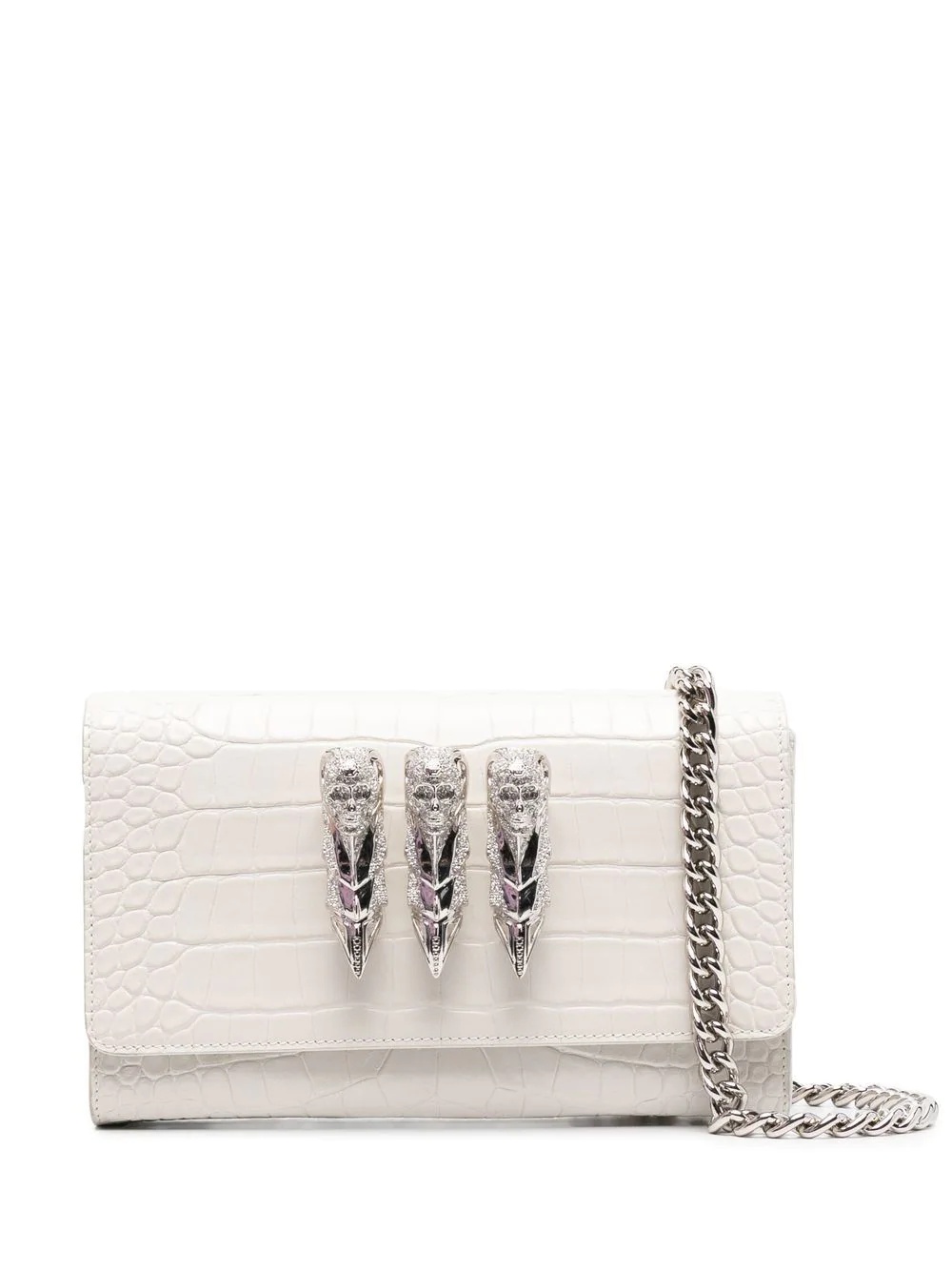 skull-charm crossbody clutch bag - 1