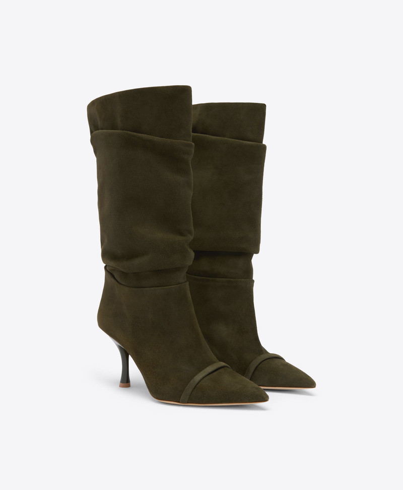 MALONE SOULIERS Isley 70 Olive Suede Tall Boots outlook