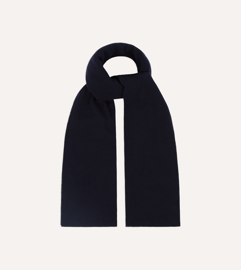 Navy Solid Wool Scarf 4