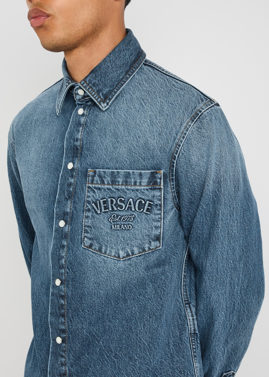 Versace Logo Denim Shirt - 5