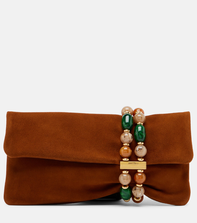 Zandra beaded suede clutch 1
