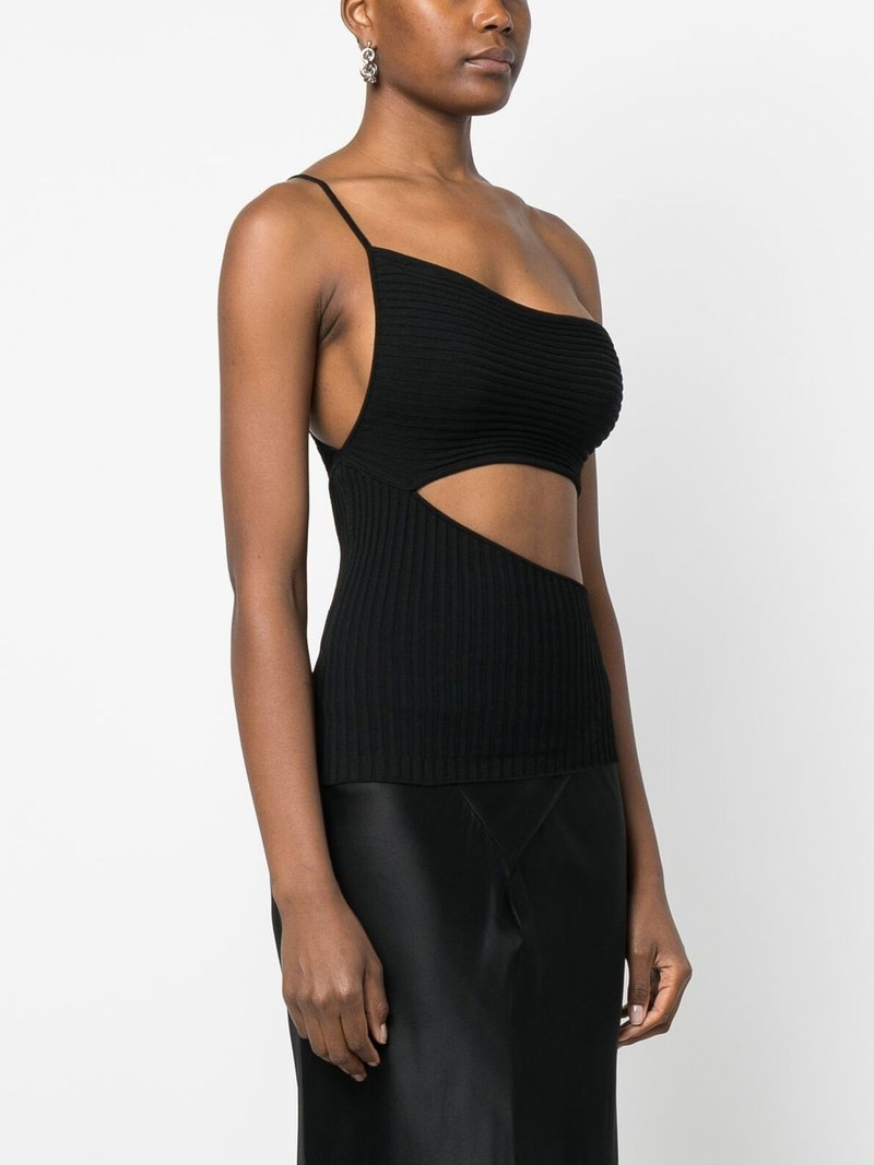 one-shoulder cut-out ribbed top 3