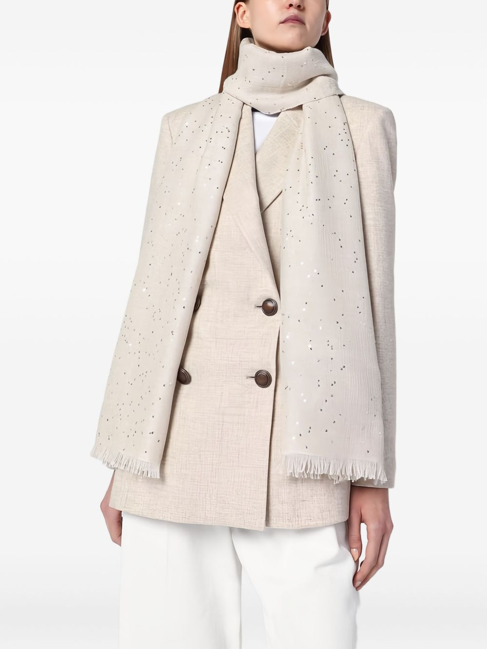 sequin-embellished scarf - 3