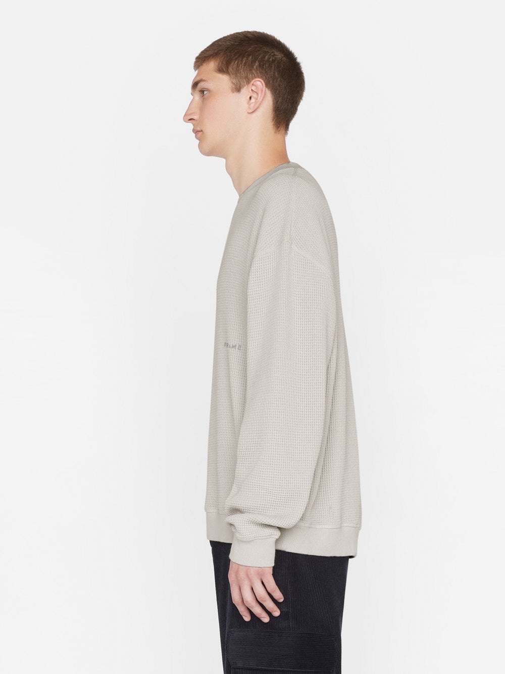 Waffle Textured Sweatshirt in Oatmeal - 6