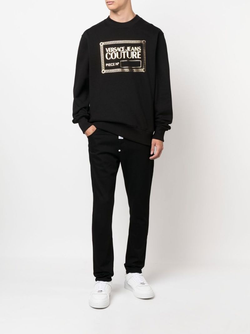 logo-print crew neck sweatshirt - 3