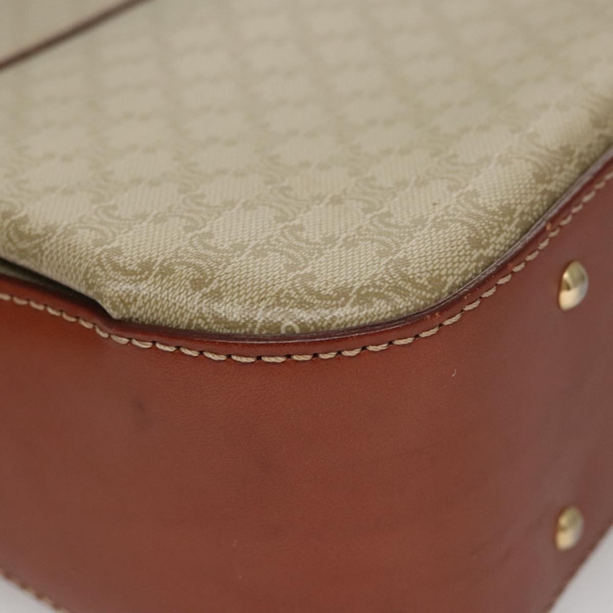 CELINE Macadam Canvas Hand Bag Beige Gold - 16