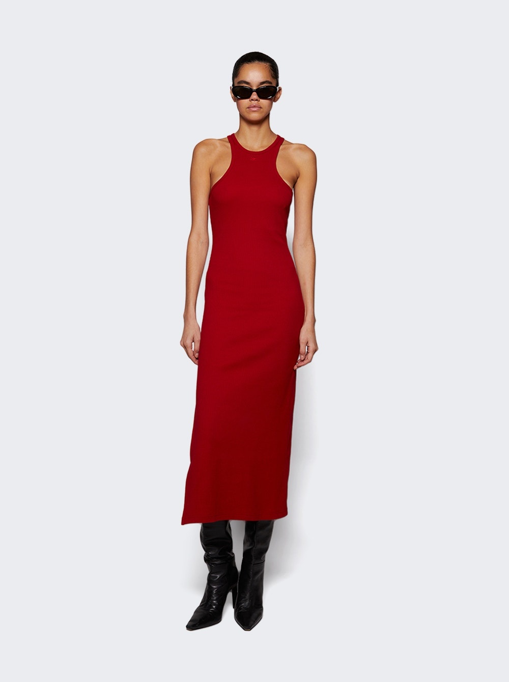 Scuba 90's Rib Long Dress Ruby - 2