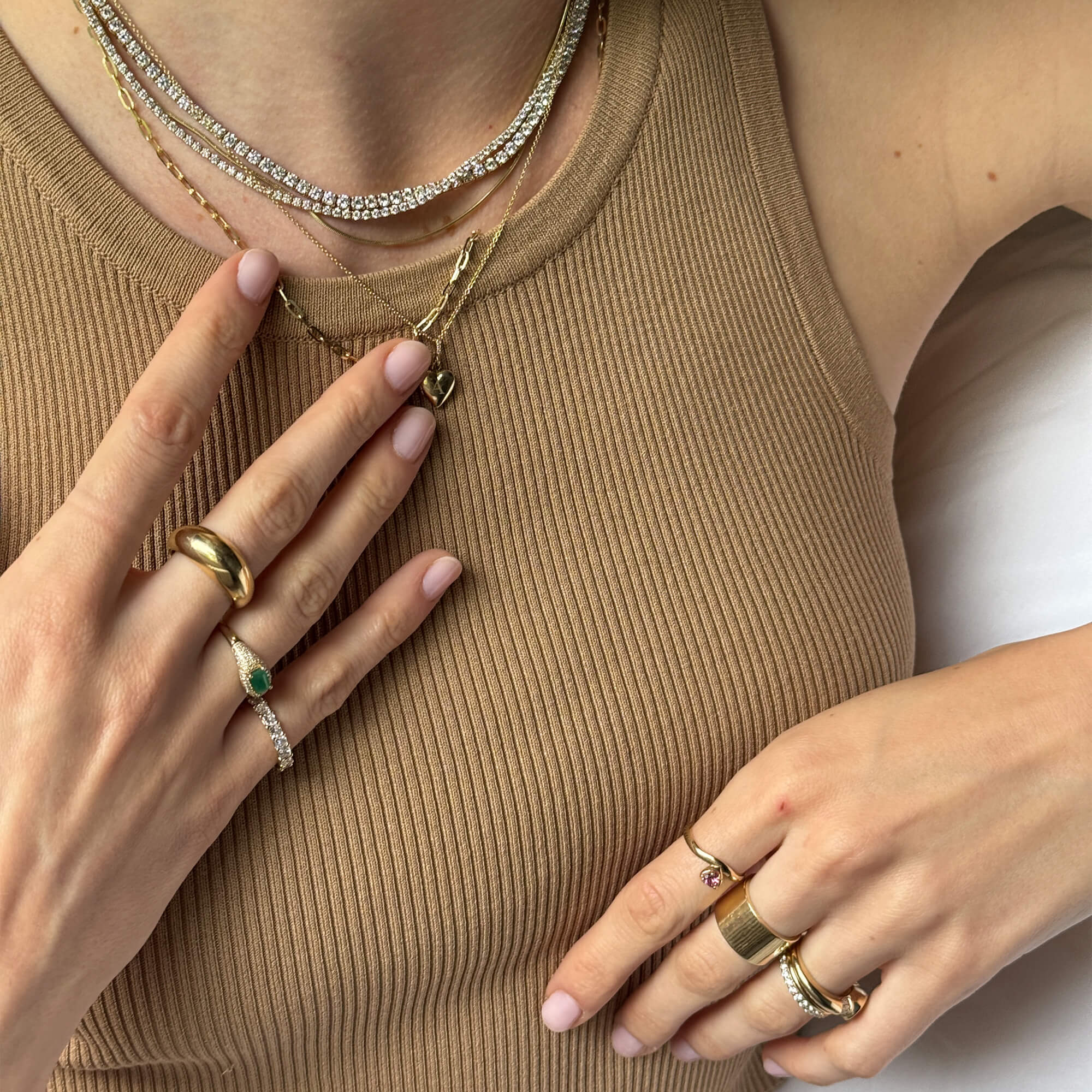 Unflippable Tennis Necklace in Yellow Gold - 20