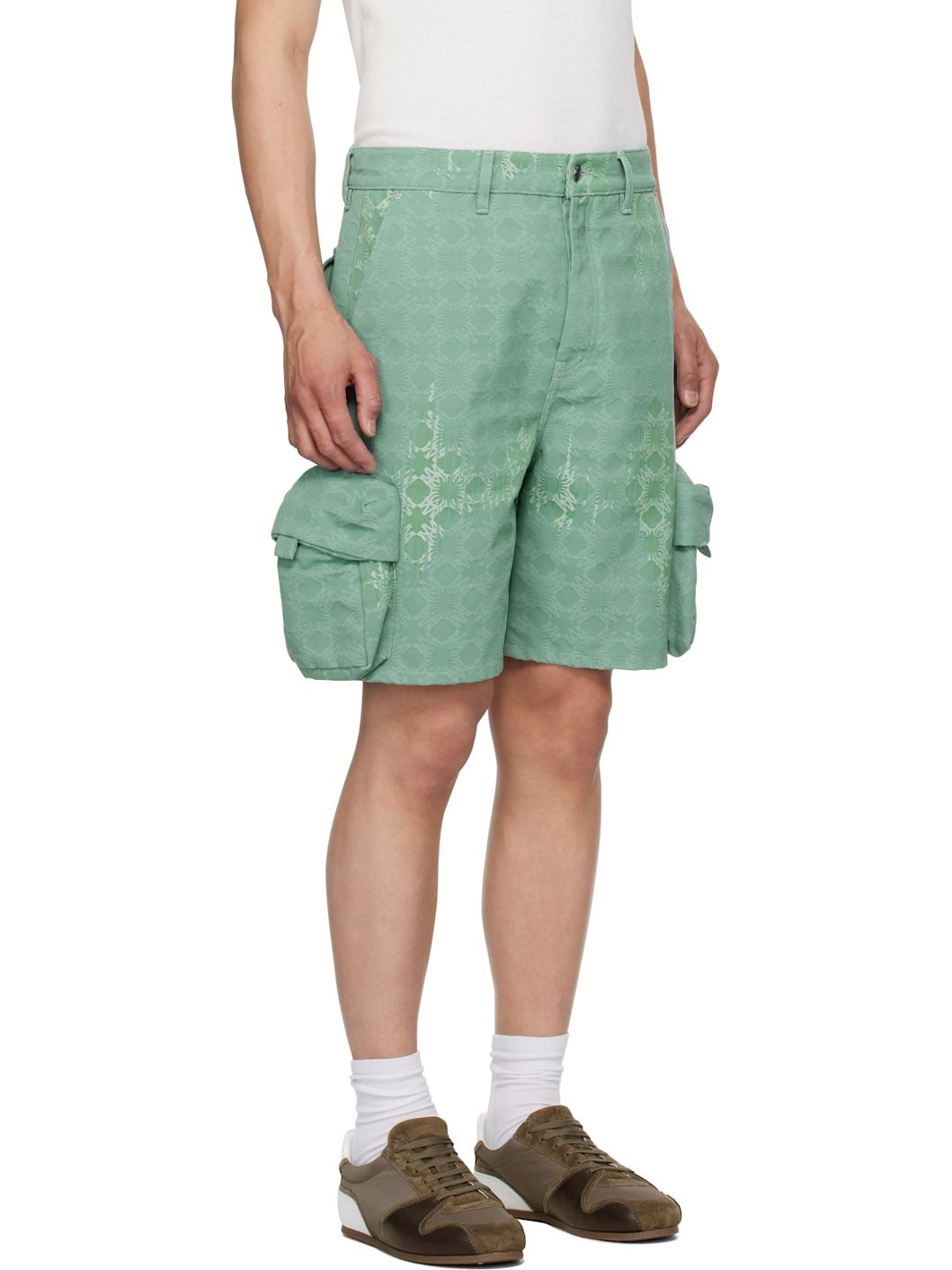Green MA Quad Bleached Cargo Shorts - 2