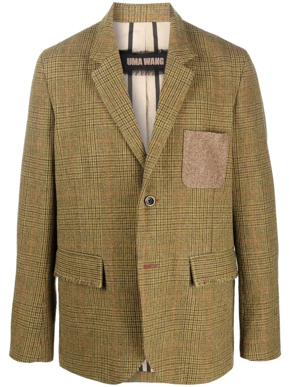 checked wool blazer - 1
