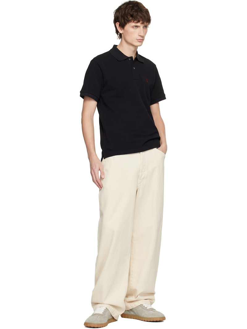 AMI Paris Gray Leather Low Top Step Sneakers outlook