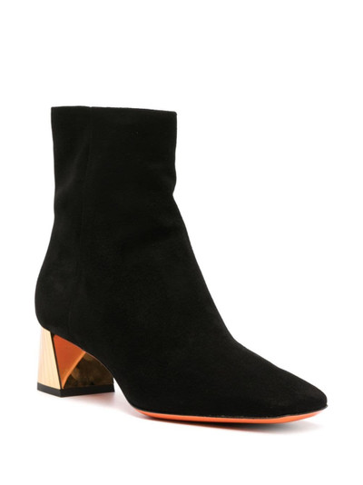 Santoni 55mm square-toe suede ankle boots outlook