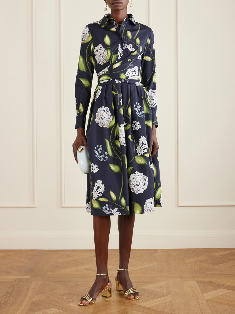Oscar de la Renta Wrap-effect Floral-print Cotton-blend Poplin Shirt Dress outlook
