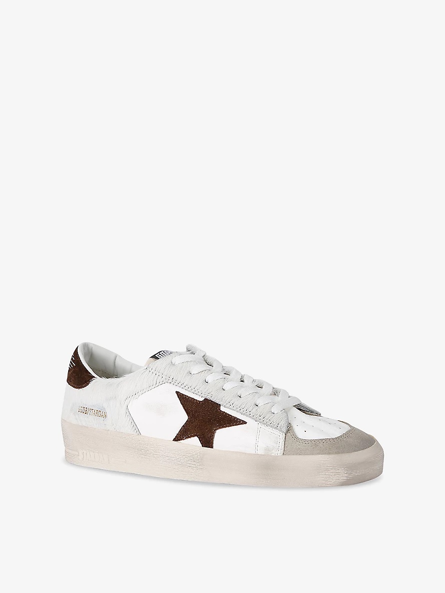 Men's Stardan logo-print faux-fur and leather low-top trainers - 3