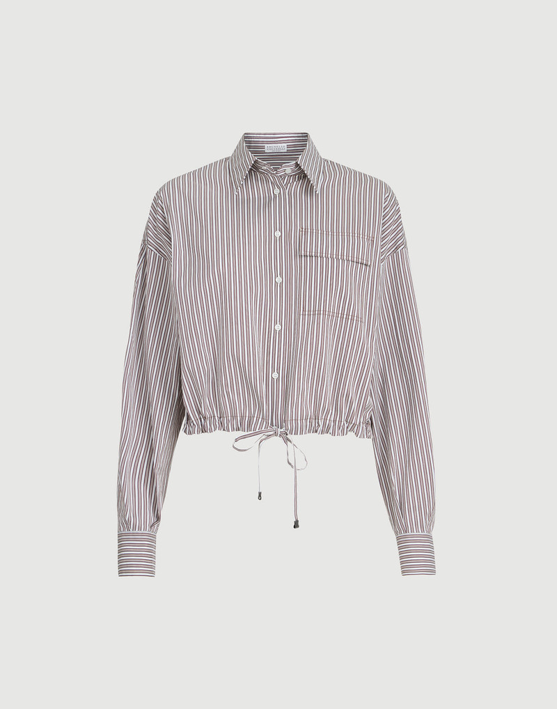 Striped cotton and silk poplin shirt with monili 1