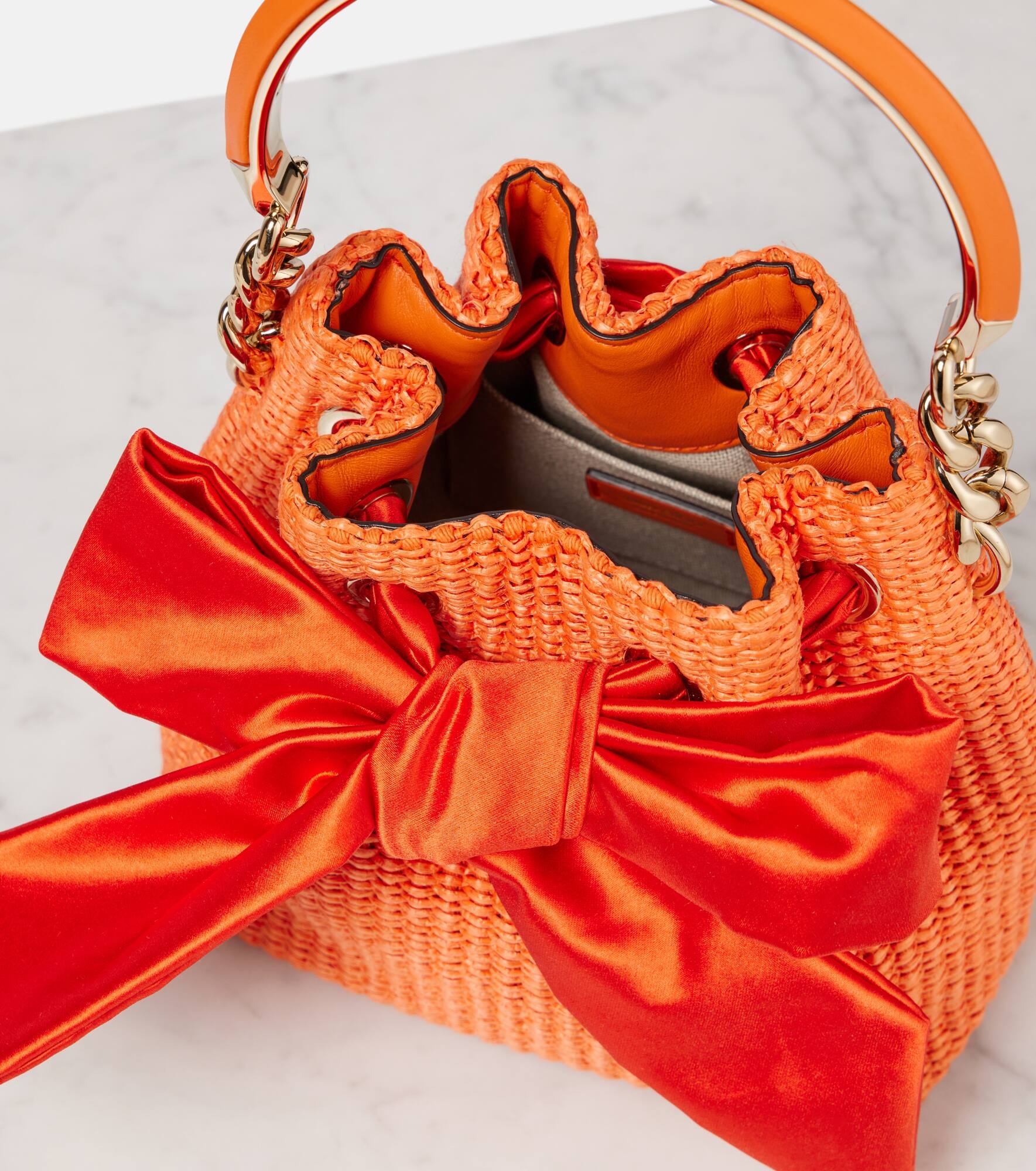 Bon Bon bow-detail raffia bucket bag - 3