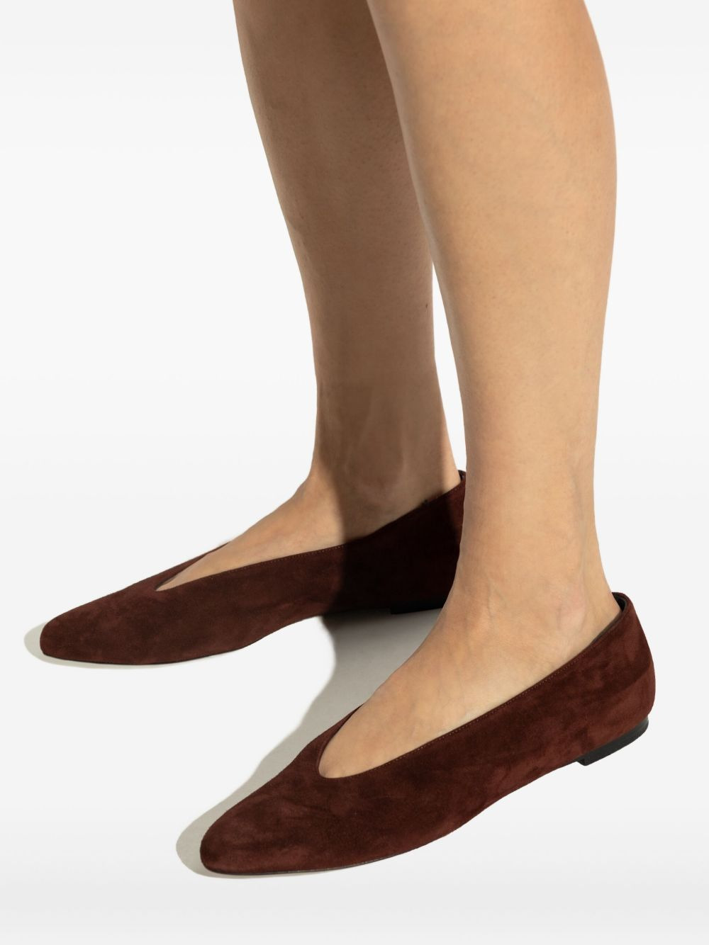 suede pointed-toe flats - 4