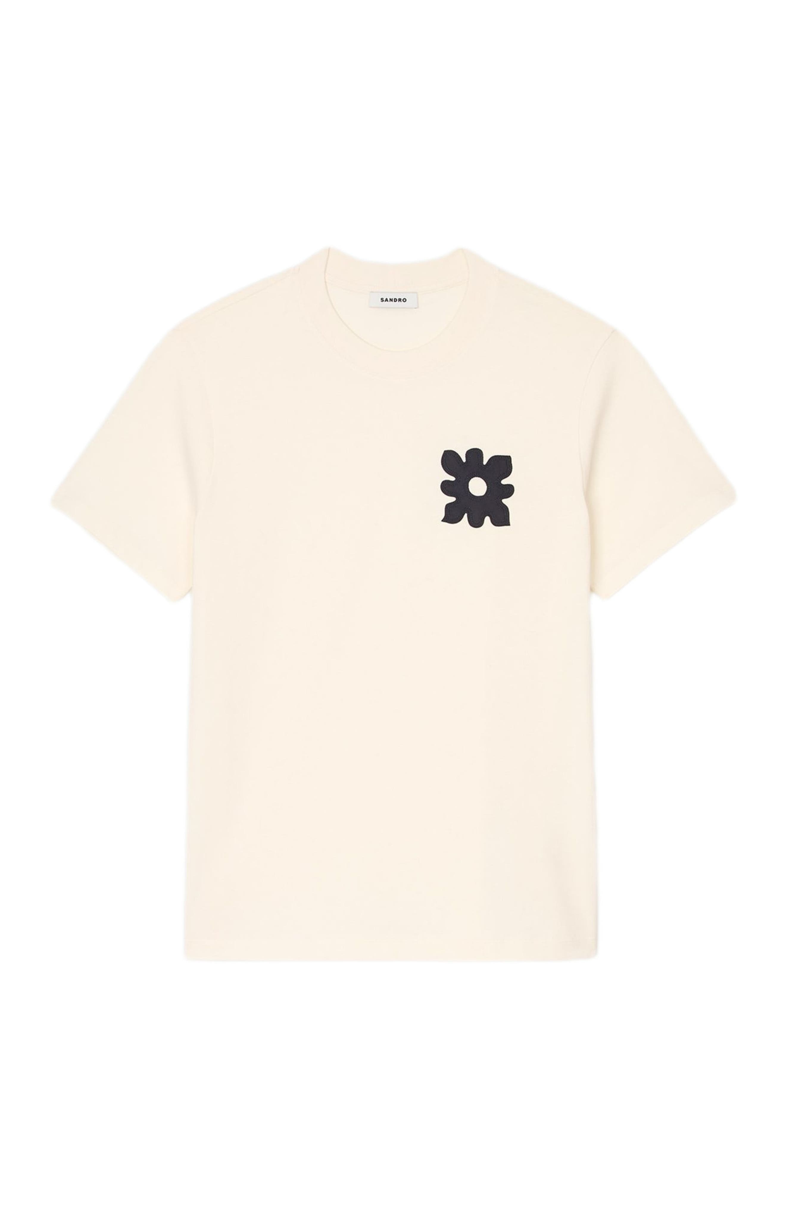 SANDRO T-shirt with flower detail in Ivory. at Nordstrom - 5