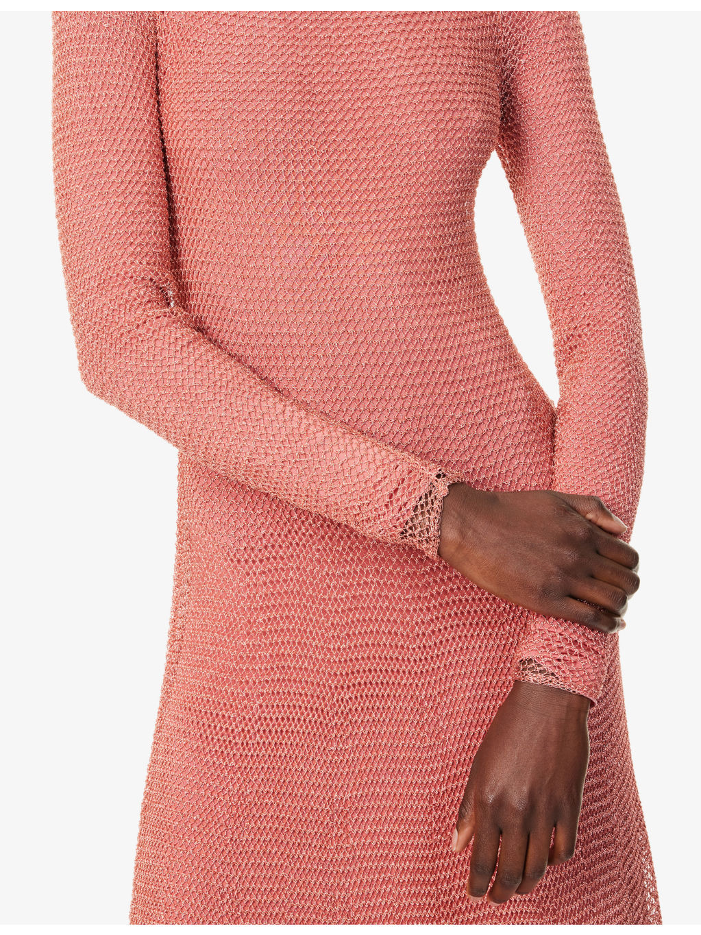 Chain Long-Sleeves Woven Maxi Dress - 5